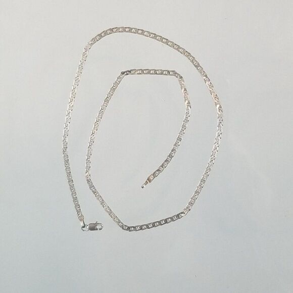 Sterling Silver 6 gr Flat Mariner Anchor Chain Necklace Unisex 17" L - Picture 9 of 10